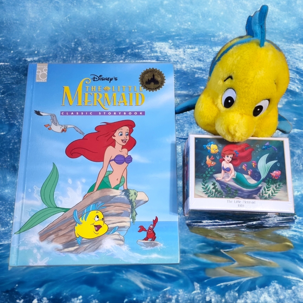 Disney's The Little Mermaid Hardcover Book, Classic Moments Puzzle & Flounder